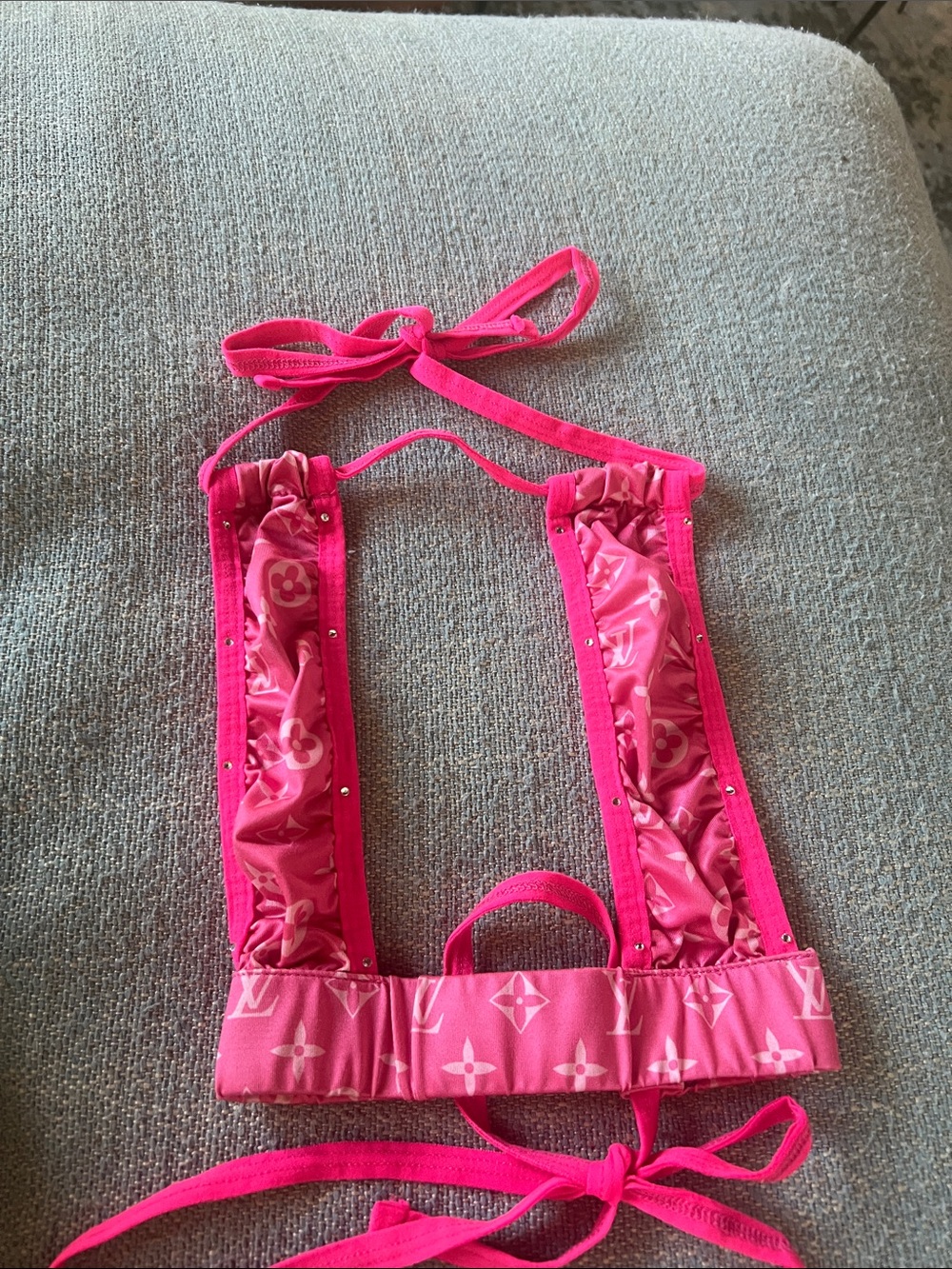 Louis Vuitton Hot Pink Monogram Ruffle Bikini Top